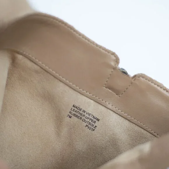 MICHAEL MICHAEL KORS Womens 7 M Beige Evelyn Round Toe Wedge Leather Booties - Picture 13 of 15